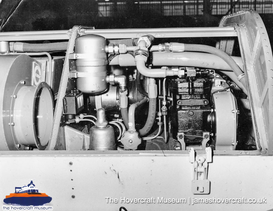 SRN6 close-up details - High-pressure hoses (credit: The Hovercraft Museum Trust).